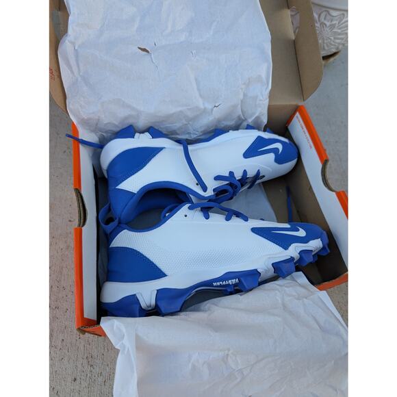 NWT Nike Kids' Force Trout 9 Keystone RM Cleats Sz 4Y baseball softball Wht blue - Picture 2 of 7